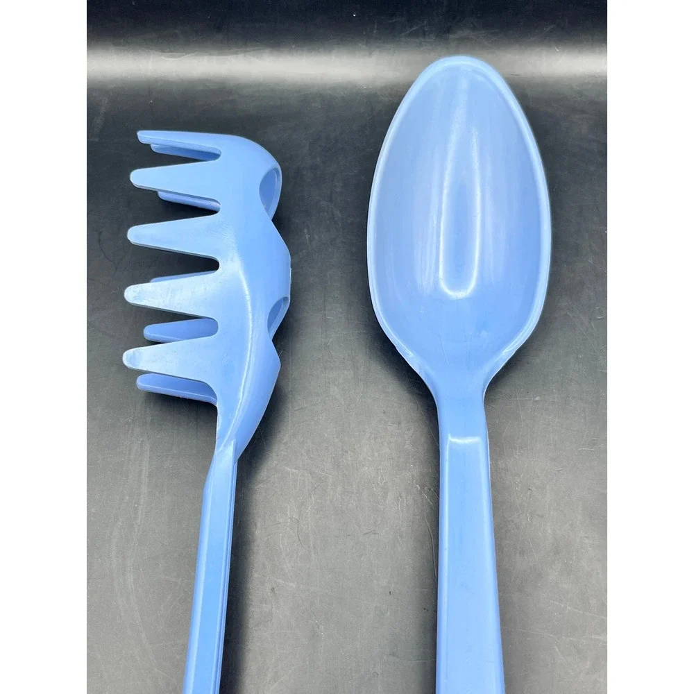 Vtg Tailor Made‎ Blue Plastic Nylon Pasta Server Serving Spoon Set USA Made